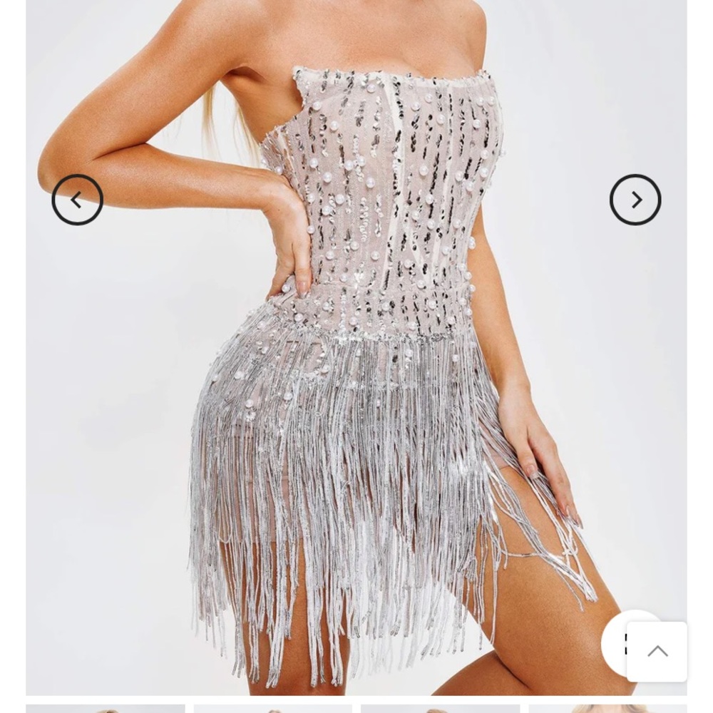 Sorel Pearl Sequin Tassel Mini Dress- Bella Barnett
